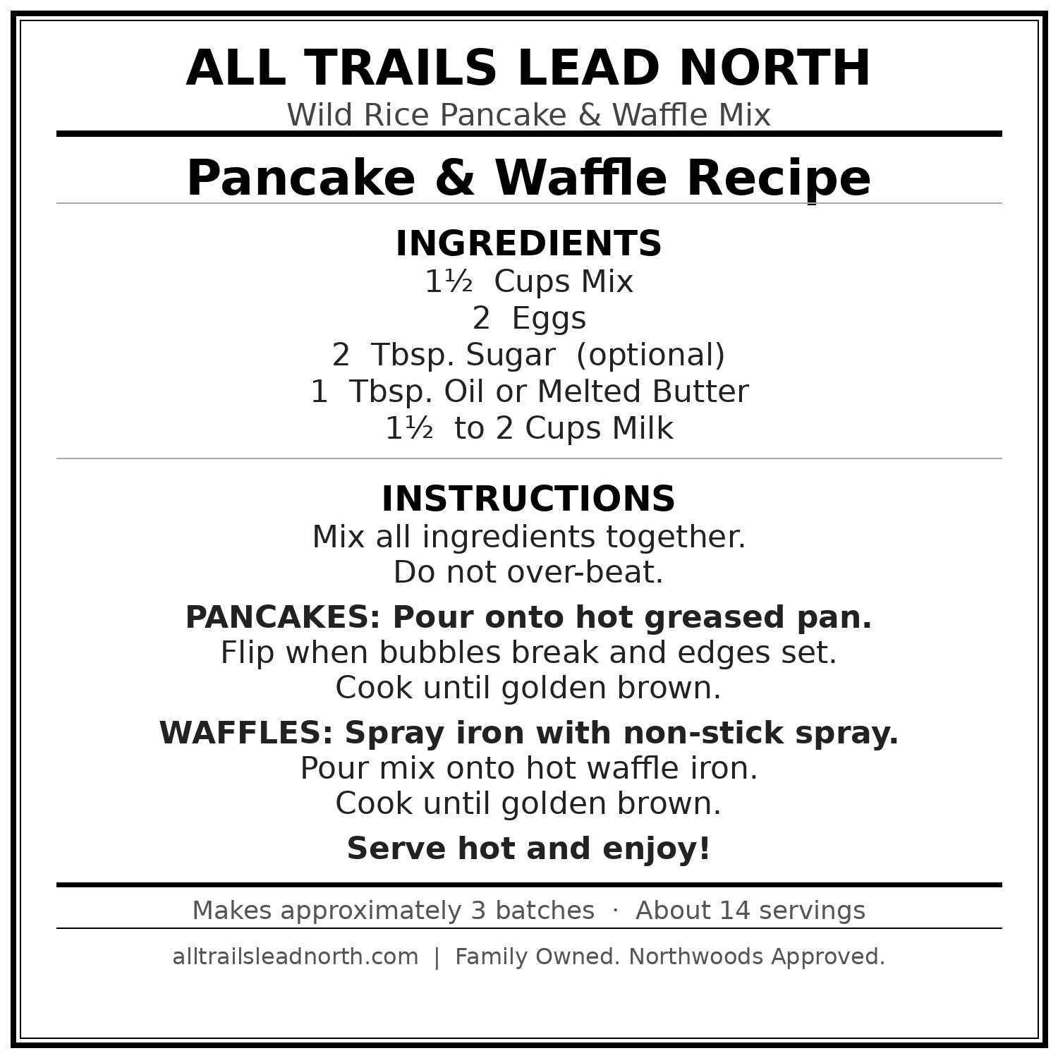 Wild Rice Pancake & Waffle Mix – 20.25 oz